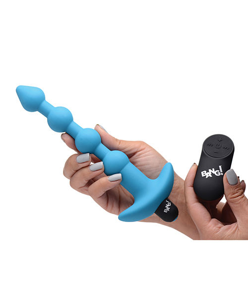 Thumbnail for Bang! 28X Vibrating Silicone Anal Beads w/Remote Control - Blue