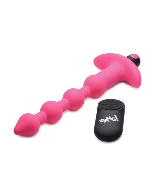 Thumbnail for Bang! 28X Vibrating Silicone Anal Beads w/Remote Control - Pink