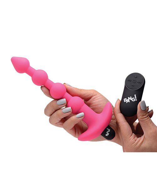 Thumbnail for Bang! 28X Vibrating Silicone Anal Beads w/Remote Control - Pink