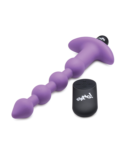 Thumbnail for Bang! 28X Vibrating Silicone Anal Beads w/Remote Control - Purple