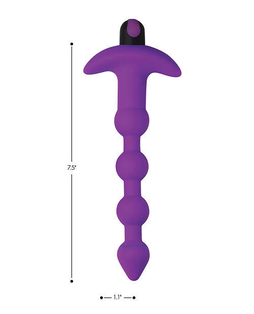 Thumbnail for Bang! 28X Vibrating Silicone Anal Beads w/Remote Control - Purple