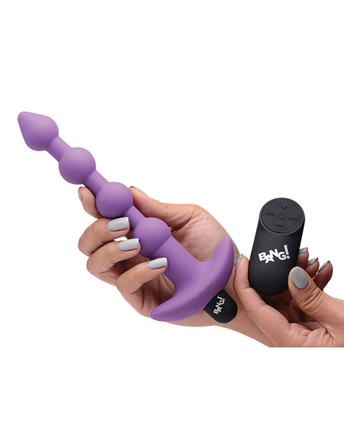Thumbnail for Bang! 28X Vibrating Silicone Anal Beads w/Remote Control - Purple