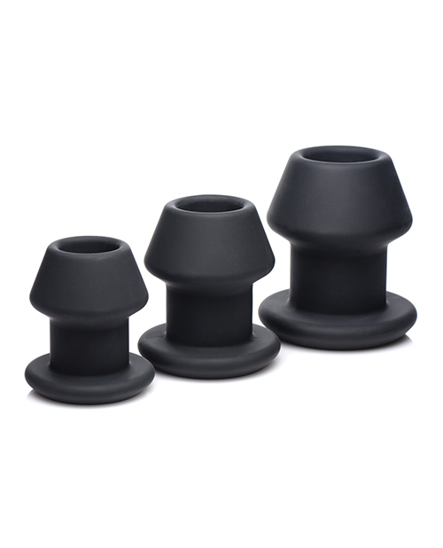 Thumbnail for Master Series Gape-Grommets 3 pc Hollow Silicone Anal Dilator Set - Black