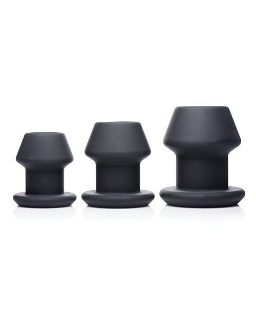 Thumbnail for Master Series Gape-Grommets 3 pc Hollow Silicone Anal Dilator Set - Black