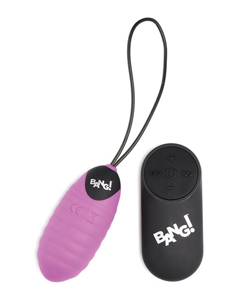 Thumbnail for Bang! 28X Ribbed Silicone Egg w/Remote Control - Purple