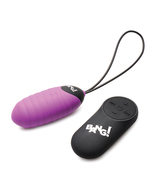 Thumbnail for Bang! 28X Ribbed Silicone Egg w/Remote Control - Purple