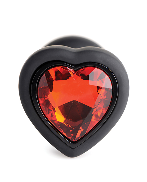 Thumbnail for Booty Sparks 28X Silicone Vibrating Red Heart Anal Plug w/Remote - Small