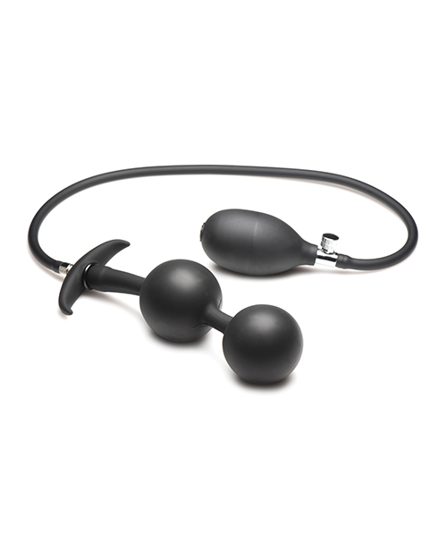 Thumbnail for Master Series Ass Rattler Weighted Inflatable Silicone Anal Plug - Black