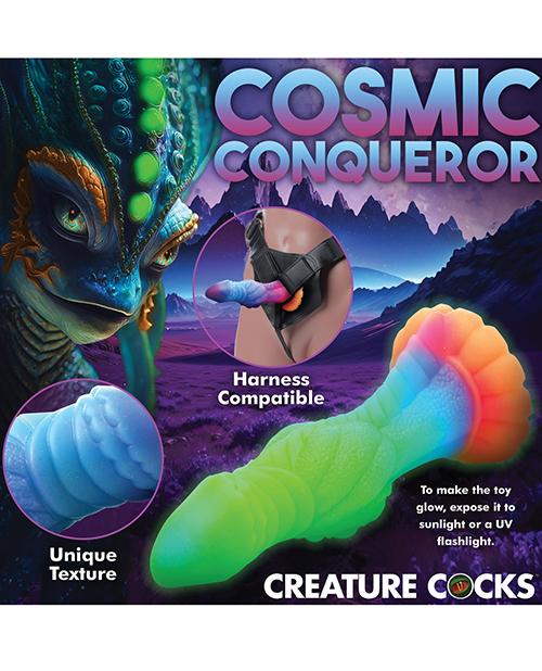 Thumbnail for Creature Cocks Galactic Cock Alien Creature Silicone Dildo - Glow in the Dark