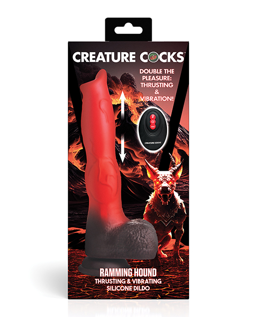 Thumbnail for Creature Cocks Ramming Hound Thrusting &amp; Vibrating Silicone Dildo w/Remote Control - Red/Brown
