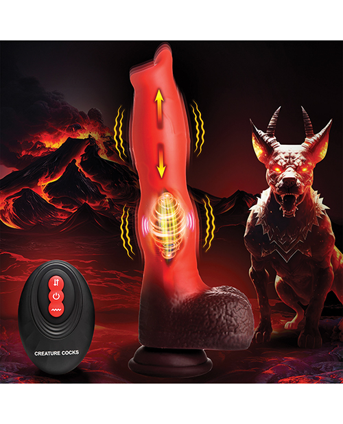 Thumbnail for Creature Cocks Ramming Hound Thrusting &amp; Vibrating Silicone Dildo w/Remote Control - Red/Brown