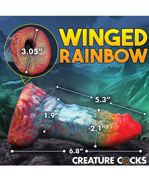Thumbnail for Creature Cocks Rainbow Phoenix Vibrating Dildo w/Remote Control - Rainbow