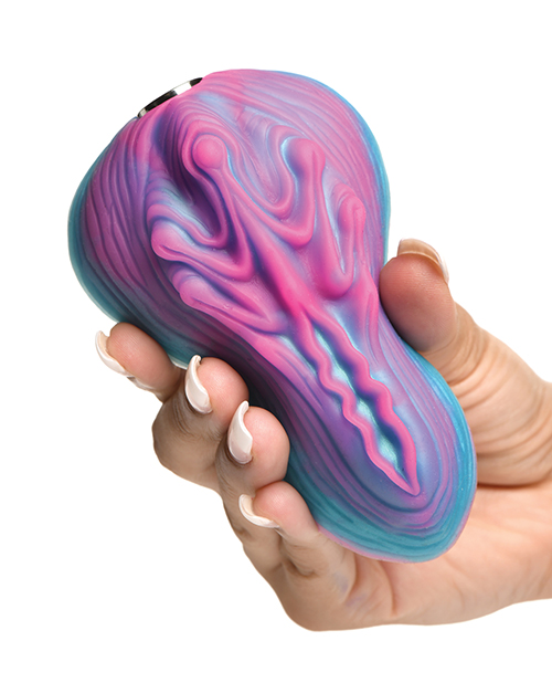 Thumbnail for Creature Cocks Vulvaron Vibrating Silicone Grinder w/Remote Control - Pink/Teal/Purple