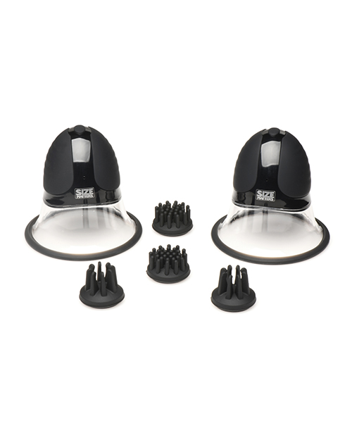 Thumbnail for Size Matters 10X Rotating Silicone Nipple Suckers w/4 Attachments - Black