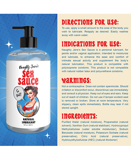 Thumbnail for Naughty Jane&apos;s Sex Sauce Natural Lubricant - 16 oz