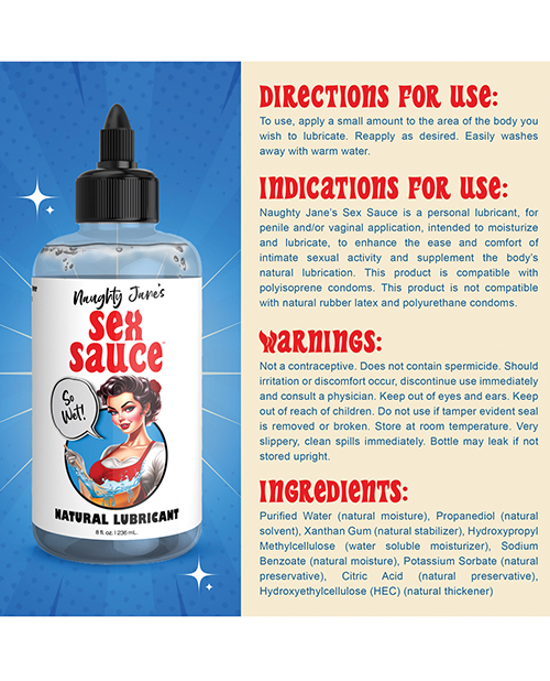 Thumbnail for Naughty Jane&apos;s Sex Sauce Natural Lubricant - 8 oz