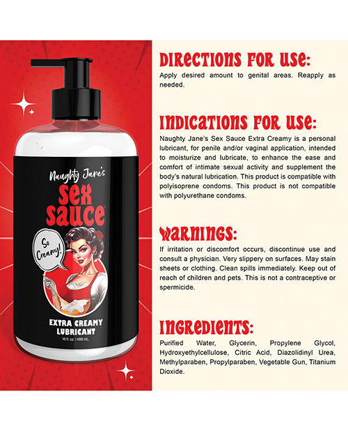 Thumbnail for Naughty Jane's Sex Sauce Extra Creamy Lubricant - 16 oz