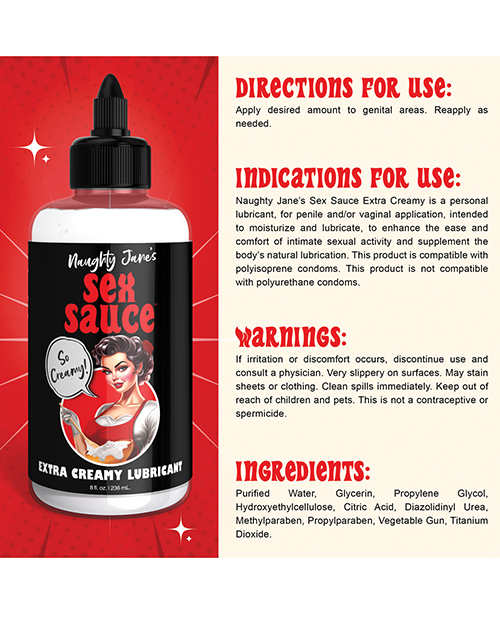Thumbnail for Naughty Jane's Sex Sauce Extra Creamy Lubricant - 8 oz