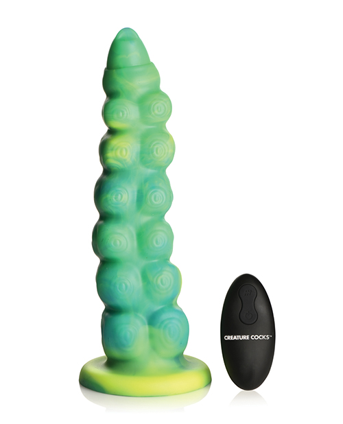 Thumbnail for Creature Cocks Squirmer Thrusting &amp; Vibrating Silicone Dildo w/Remote Control - Multi Color
