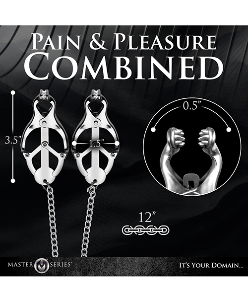 Thumbnail for Master Series Tyrant Spiked Clover Nipple Clamps - Silver