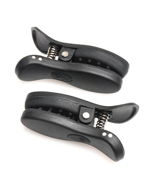 Thumbnail for Master Series Dark Grip Vibrating Nipple Clamps - Black