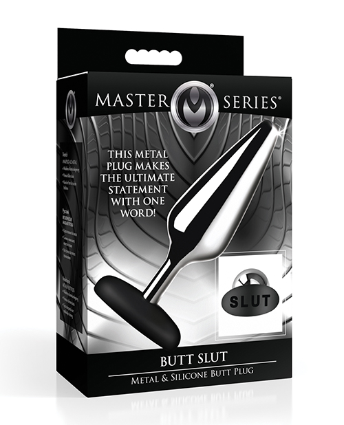 Master Series Butt Slut Metal &amp; Silicone Butt Plug - Metal/Black