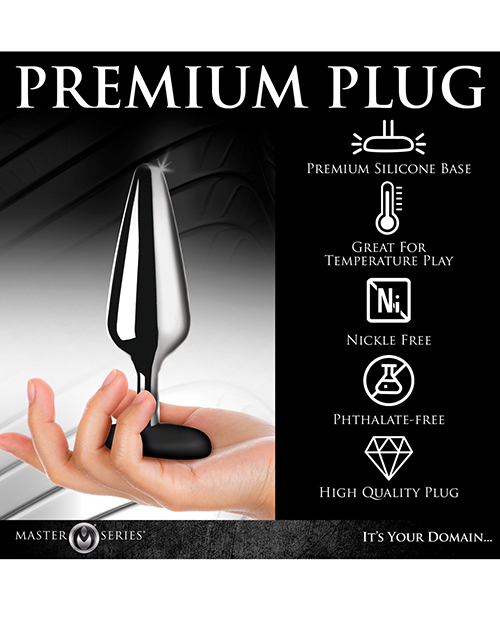 Thumbnail for Master Series Butt Slut Metal & Silicone Butt Plug - Metal/Black