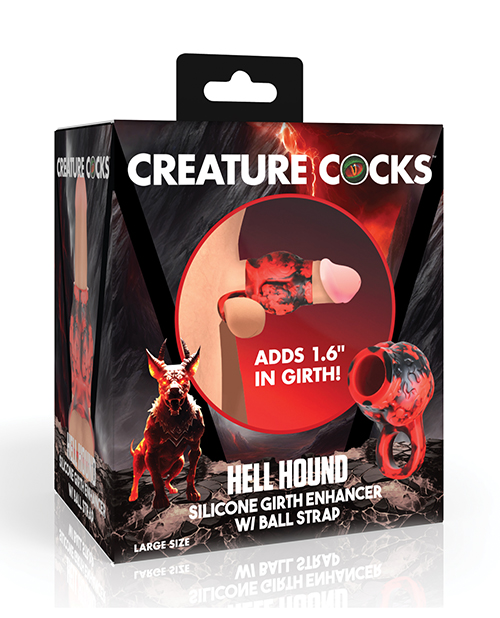 Creature Cocks Hell Bound Penis Sleeve &amp; Ball Stretcher - Large, Red/Black