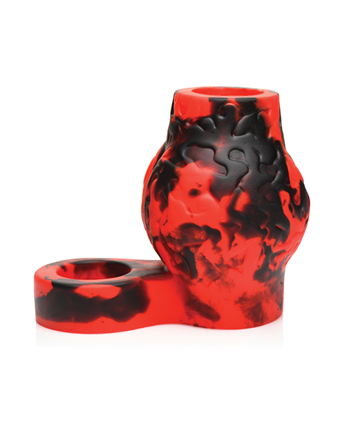 Thumbnail for Creature Cocks Hell Bound Penis Sleeve & Ball Stretcher - Large, Red/Black