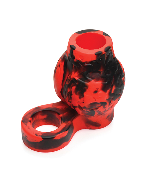 Thumbnail for Creature Cocks Hell Bound Penis Sleeve & Ball Stretcher - Large, Red/Black