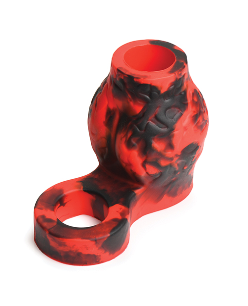 Thumbnail for Creature Cocks Hell Bound Penis Sleeve &amp; Ball Stretcher - Medium, Red/Black