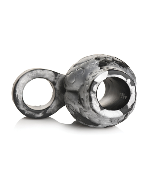 Thumbnail for Creature Cocks Night Prowler Silicone Penis Sleeve &amp; Ball Stretcher - Large, Silver/Black