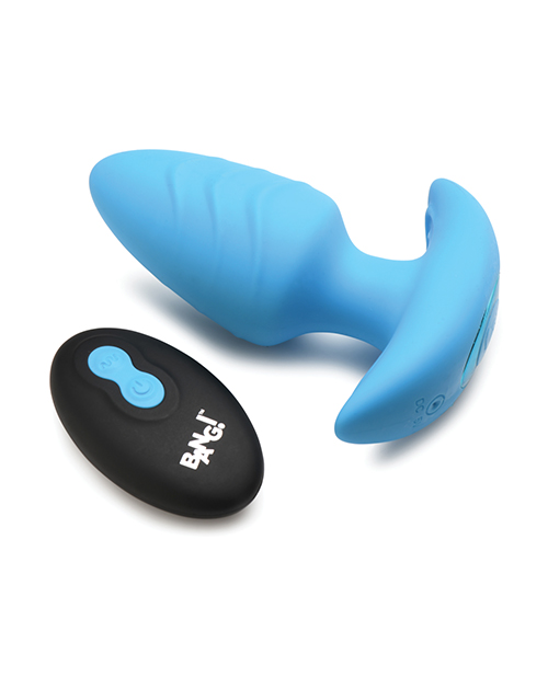 Thumbnail for Bang! Rotating &amp; Vibrating Tapered Butt Plug w/Remote - Blue