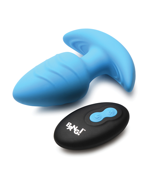 Thumbnail for Bang! Rotating &amp; Vibrating Tapered Butt Plug w/Remote - Blue