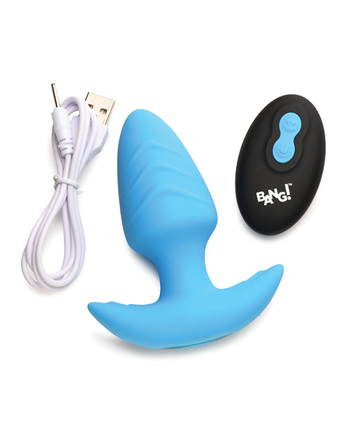 Thumbnail for Bang! Rotating &amp; Vibrating Tapered Butt Plug w/Remote - Blue