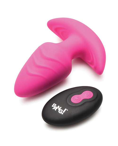 Thumbnail for Bang! Rotating &amp; Vibrating Tapered Butt Plug w/Remote - Pink