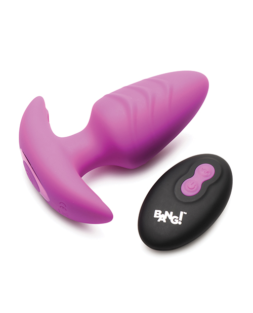 Thumbnail for Bang! Rotating &amp; Vibrating Tapered Butt Plug w/Remote - Purple