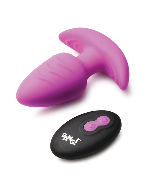 Thumbnail for Bang! Rotating &amp; Vibrating Tapered Butt Plug w/Remote - Purple