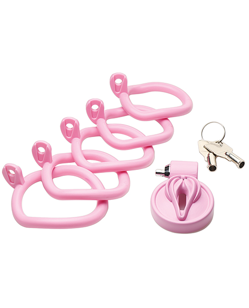 Thumbnail for Master Series Pussification Vulva Locking Chastity Cage - Pink