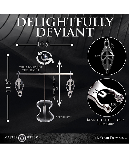 Thumbnail for Master Series Tower of Pain Nipple Clamps - Silver