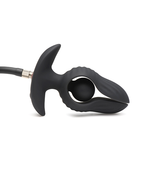 Thumbnail for Master Series Dark Pearl Inflatable Vibrating Butt Plug w/Remote Control - Black