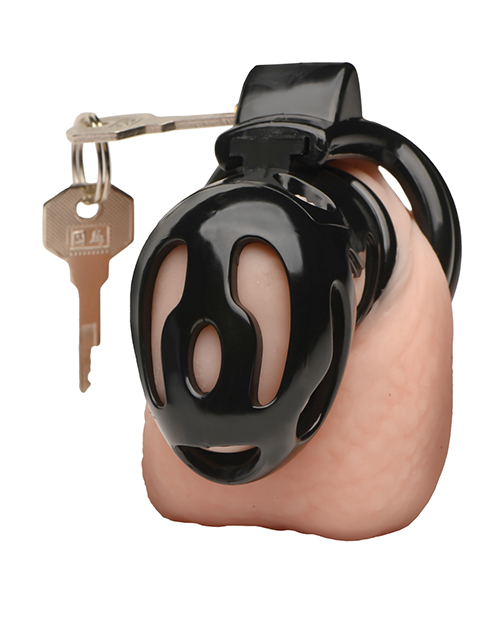 Thumbnail for Master Series Hard Stop Double Ring Chastity Cage - Black