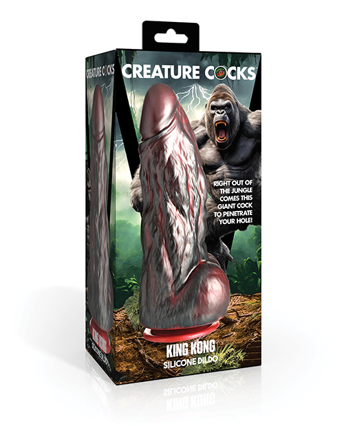 Thumbnail for Creature Cocks King Kong Silicone Dildo - Red/Gray