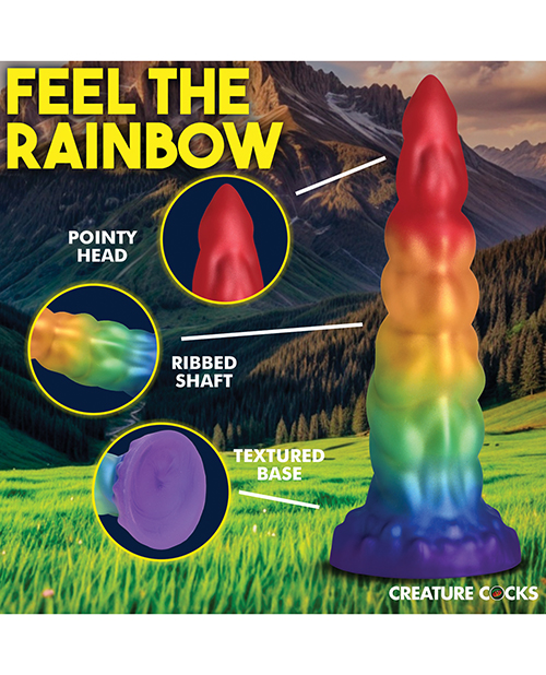 Thumbnail for Creature Cocks Magic Rider Unicorn Silicone Dildo - Rainbow