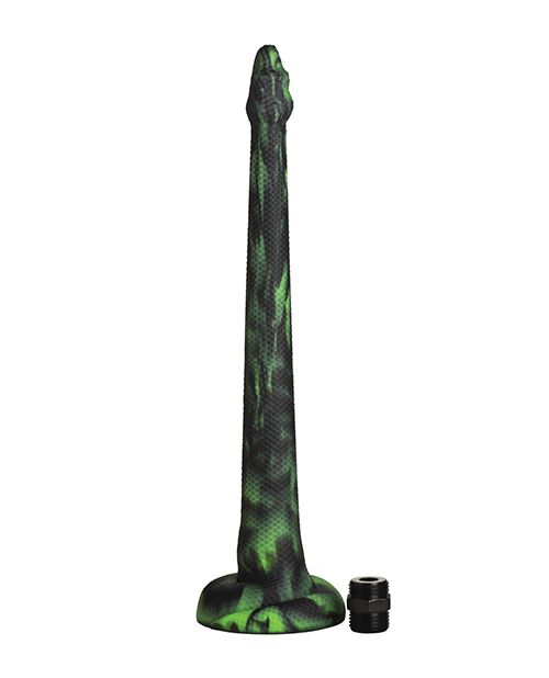 Thumbnail for Creature Cocks Spitting Serpent Silicone Enema Snake - Black/Green