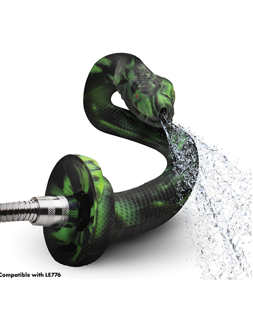 Thumbnail for Creature Cocks Spitting Serpent Silicone Enema Snake - Black/Green