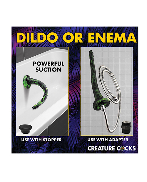 Thumbnail for Creature Cocks Spitting Serpent Silicone Enema Snake - Black/Green