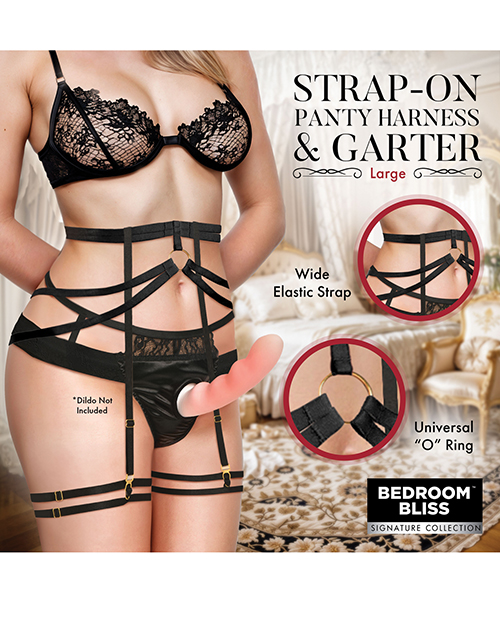Thumbnail for Bedroom Bliss Belle Strap-On Panty Harness &amp; Garter - Large