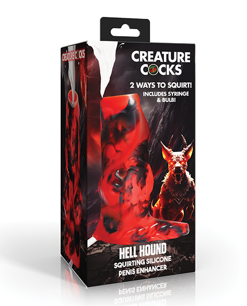 Creature Cocks Hell Hound Squirting Silicone Penis Enhancer - Red