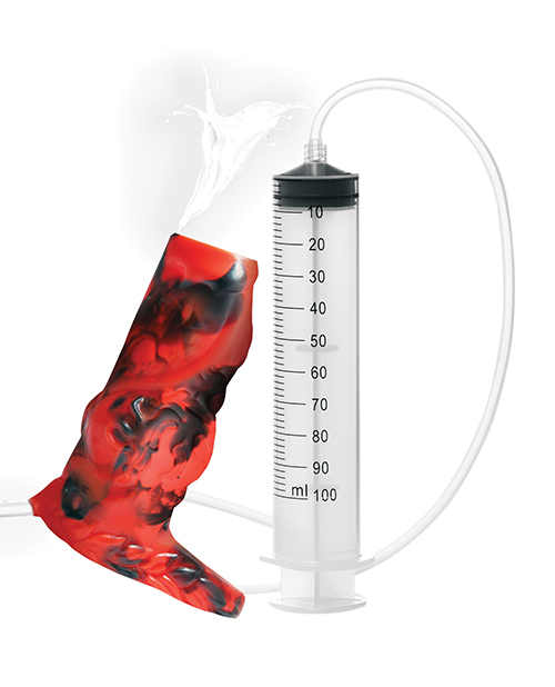 Thumbnail for Creature Cocks Hell Hound Squirting Silicone Penis Enhancer - Red